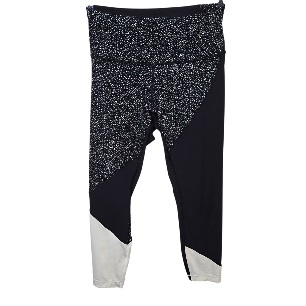 Lululemon Wunder Under Colorblock Speckled Leggings Black White‎ Women's Size 8